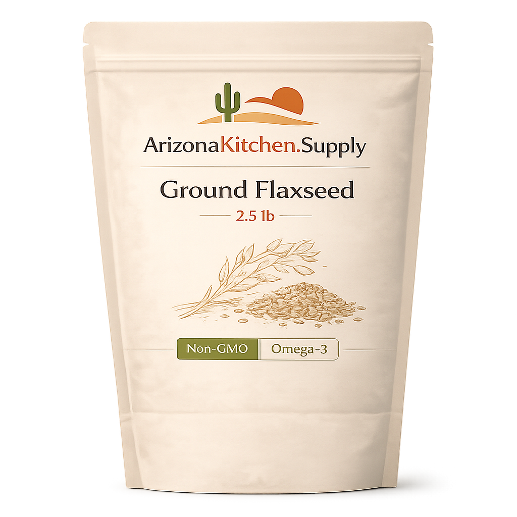 2.5 lb Ground Flaxseed - Non-GMO Certified– Product of the USA - Premium Ground Flaxseed, High in Omega‑3 & Fiber, Nutritious Superfood by Arizona Kitchen Supply